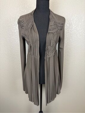 Bailey 44 Taupe Draped Open-Front Cardigan